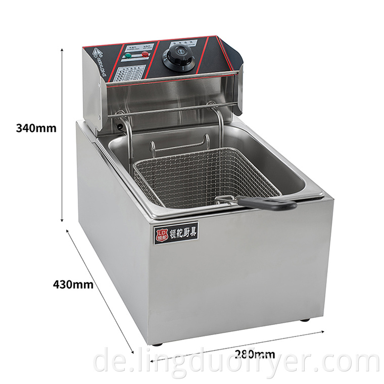 8l Single Basket Electric Fryer Size